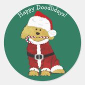 Personalisiertes Weihnachten Goldendoodle Weihnach Runder Aufkleber (Vorderseite)