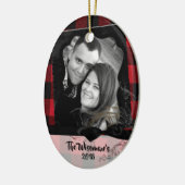 Personalisiertes Weihnachten Kariertes Lumber FOTO Keramik Ornament (Links)
