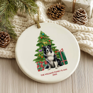 Personalisiertes Weihnachten mit Border Collie Hun Keramik Ornament