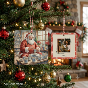 Personalisiertes Weihnachten Vintage-Töpferei-Sant Ornament Aus Metall