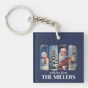 Personalisiertes Weihnachten Vintage Weihnachtsman Schlüsselanhänger
