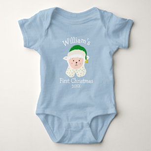 Personalisiertes Weihnachts-Baby-Schaf mit Elfenhu Baby Strampler