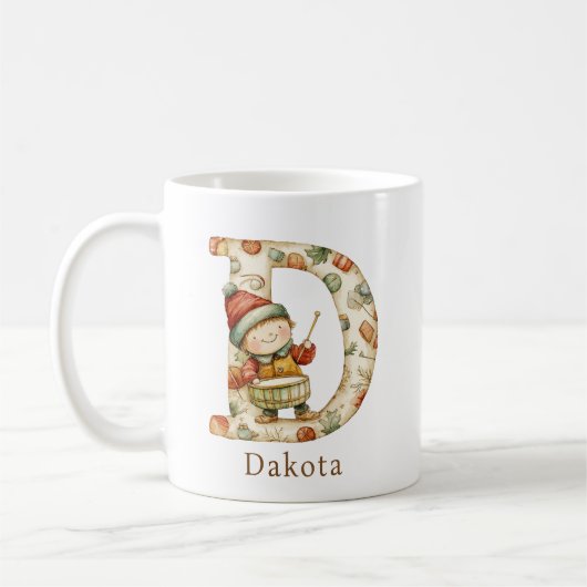 Personalisiertes Weihnachts-D-Initial-Monogramm Kaffeetasse (Links)