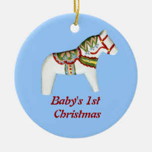 Personalisiertes Weihnachts-Dala-Pferd-Ornament fü Keramikornament