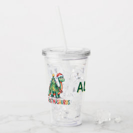 Personalisiertes Weihnachts-Dinosaurier für Kinder Acryltrinkbecher