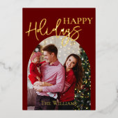 Personalisiertes Weihnachts-Foto Folien Feiertagskarte (Vorderseite)