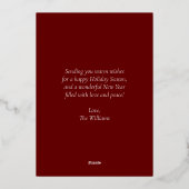 Personalisiertes Weihnachts-Foto Folien Feiertagskarte (Rückseite)