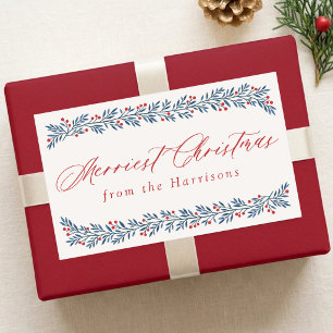 Personalisiertes Weihnachts-Garland Pretty Berry Rechteckiger Aufkleber