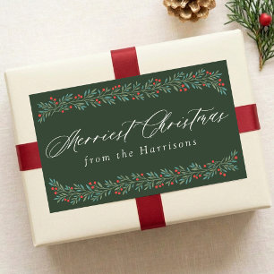 Personalisiertes Weihnachts-Garland Pretty Berry Rechteckiger Aufkleber