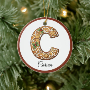 Personalisiertes Weihnachts-Gingerbread-Buchstabe Keramik Ornament
