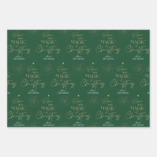 Personalisiertes Weihnachts-Gold-Script Red Green Geschenkpapier Set (Vorderseite 2)