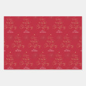 Personalisiertes Weihnachts-Gold-Script Red Green Geschenkpapier Set (Vorderseite)