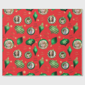Personalisiertes Weihnachts-Grün-Foto Geschenkpapier (Flach)