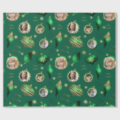 Personalisiertes Weihnachts-Grün-Foto Geschenkpapier (Flach)