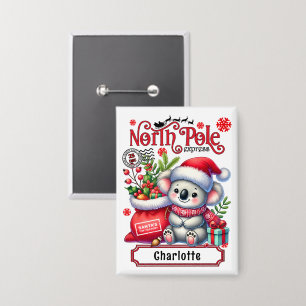Personalisiertes Weihnachts-Koala-Name Button
