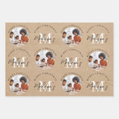 Personalisiertes Weihnachts-Kraft-Monogram-Foto Geschenkpapier Set (Vorderseite)
