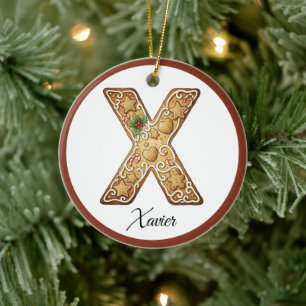 Personalisiertes Weihnachts-Lebkuchen-Buchstabe X- Keramik Ornament