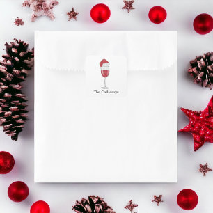 Personalisiertes Weihnachts-Party-Weinglas mit San Quadratischer Aufkleber