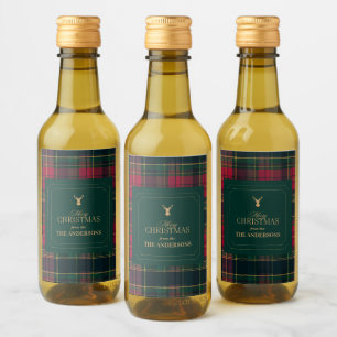 Personalisiertes Weihnachts-Plaid-Tartan-Fest Weinetikett