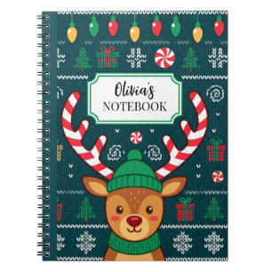 Personalisiertes Weihnachts-Rentier-Spiralnotizbuc Notizblock