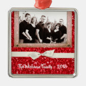 Personalisiertes Weihnachts Roter Glitzer FOTO Orn Ornament Aus Metall (Vorne)