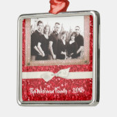 Personalisiertes Weihnachts Roter Glitzer FOTO Orn Ornament Aus Metall (Links)