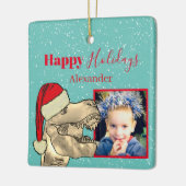 Personalisiertes Weihnachts T-Rex Dinosaur Kinder Keramikornament (Links)