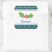 Personalisiertes Weihnachts- und Berries-Notebook Quadratischer Aufkleber (Tasche)