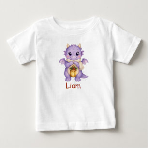 Personalisiertes Weihnachts-Wasserfarben-Drachen-B Baby T-shirt