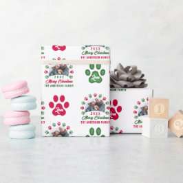 Personalisiertes Weihnachts-Welpenpaws-Foto Geschenkpapier