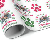 Personalisiertes Weihnachts-Welpenpaws-Foto Geschenkpapier (Rolleneckpunkt)