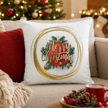 Personalisiertes Weihnachts-Wurfkissen mit goldene