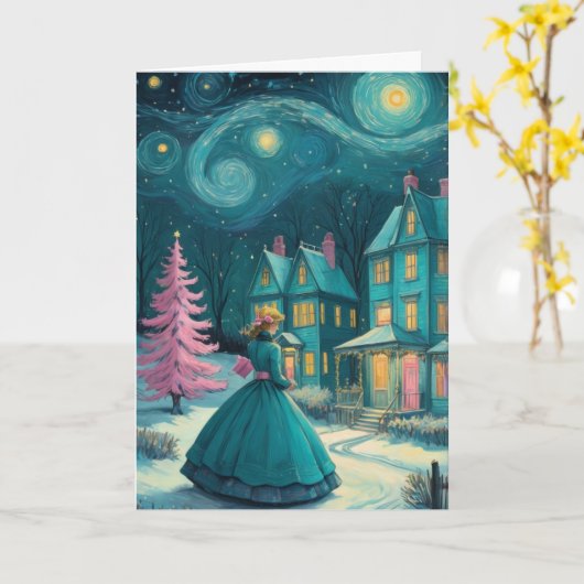 Personalisiertes Weihnachtsabenddesign Karte (Gelbe Blume)