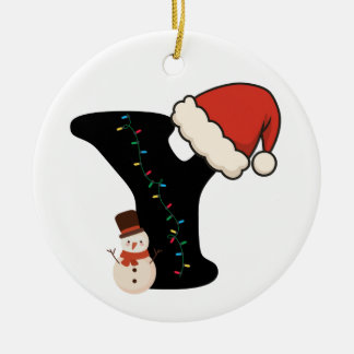 Personalisiertes Weihnachtsalphabet Y Keramik Ornament