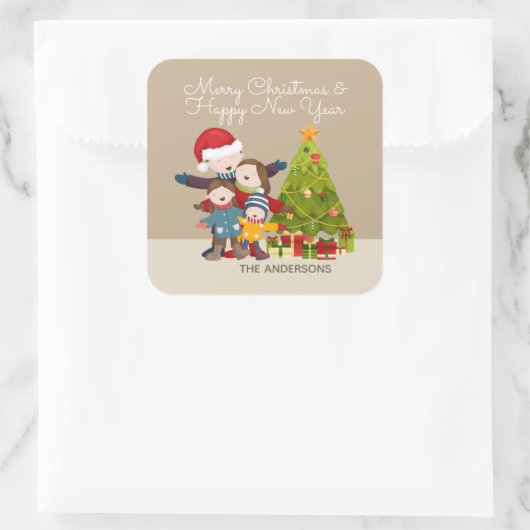 Personalisiertes Weihnachtsaufkleber-Siegel Quadratischer Aufkleber (Tasche)