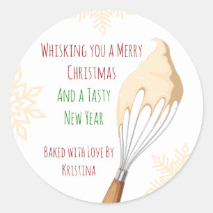 Personalisiertes Weihnachtsbacken mit lustigem Sch Runder Aufkleber