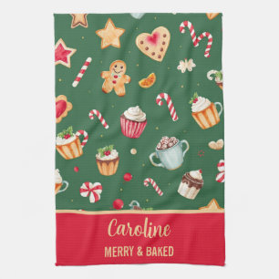 Personalisiertes Weihnachtsbackmuster Geschirrtuch