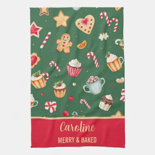 Personalisiertes Weihnachtsbackmuster Geschirrtuch (Vertikal)