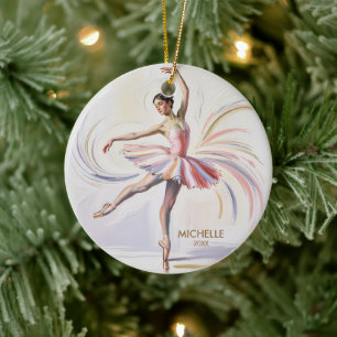 Personalisiertes Weihnachtsballett Balletttänzerin Keramik Ornament