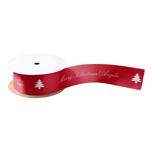 Personalisiertes Weihnachtsband mit Weihnachtsbaum Satinband (Spule)