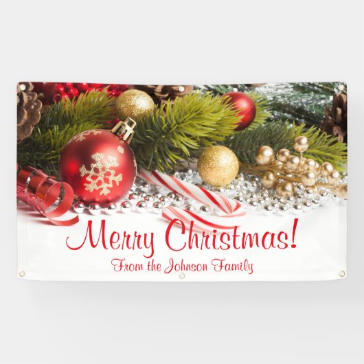 Personalisiertes Weihnachtsbanner Candy Cane Ornam Banner (Horizontal)