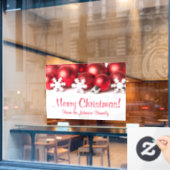 Personalisiertes Weihnachtsbanner Roter Tree Ornam Fensteraufkleber (Café-Fenster)