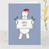 Personalisiertes Weihnachtsbärchen Karte (Gelbe Blume)