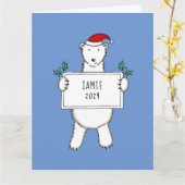 Personalisiertes Weihnachtsbärchen Karte (Gelbe Blume)