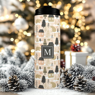 Personalisiertes Weihnachtsbären-Dorf Thermosbecher