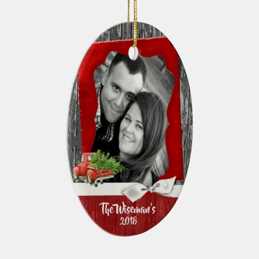 Personalisiertes Weihnachtsbaumtrucker FOTO Orname Keramik Ornament (Rechts)