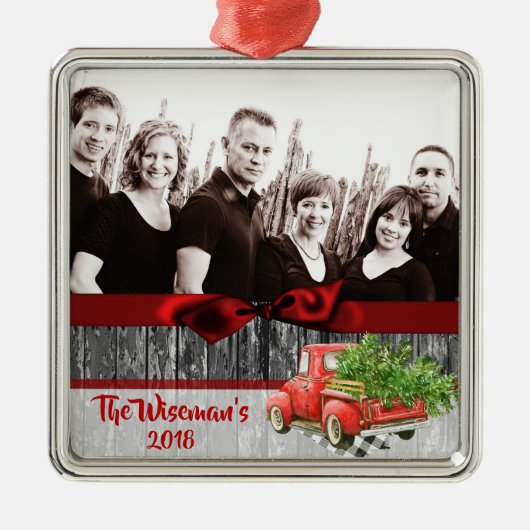 Personalisiertes Weihnachtsbaumtrucker FOTO Orname Ornament Aus Metall (Vorne)