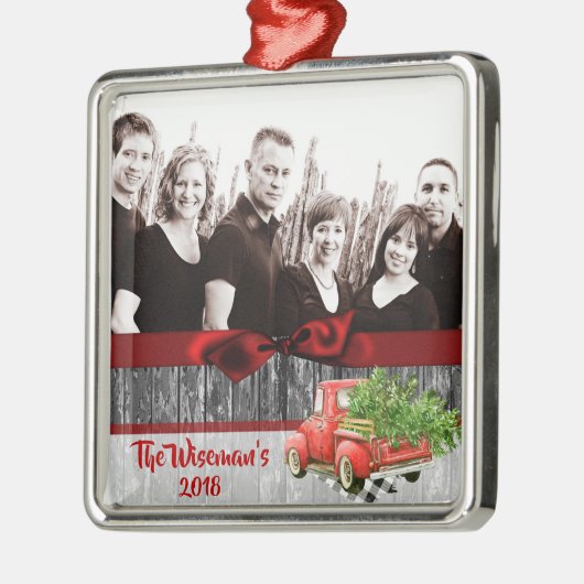 Personalisiertes Weihnachtsbaumtrucker FOTO Orname Ornament Aus Metall (Links)