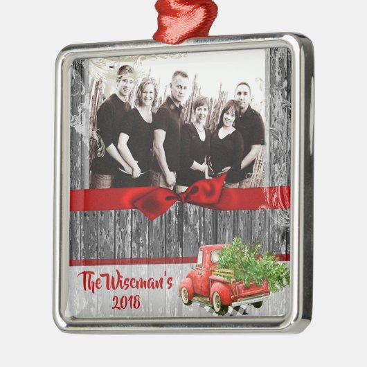 Personalisiertes Weihnachtsbaumtrucker FOTO Orname Ornament Aus Metall (Links)