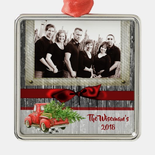 Personalisiertes Weihnachtsbaumtrucker FOTO Orname Ornament Aus Metall (Vorne)